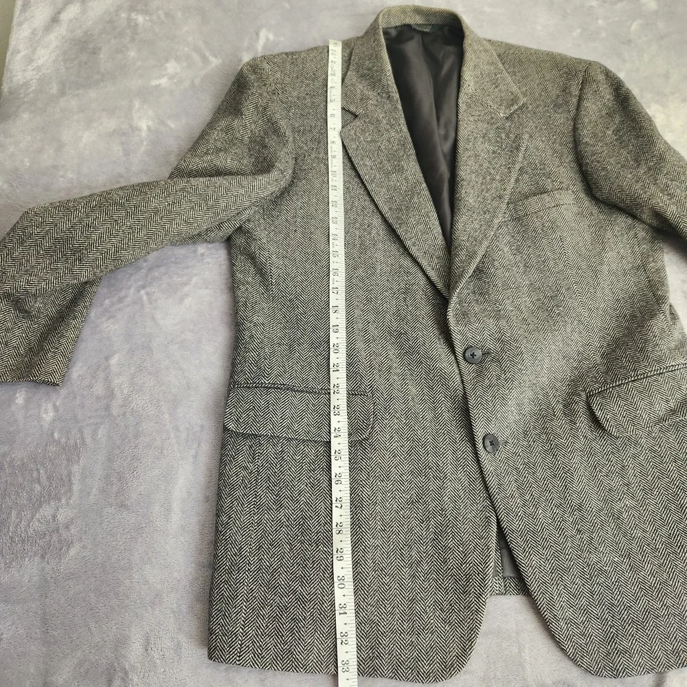 Tweed Herringbone 100% Wool Blazer Jacket 43L 43 Nordstrom Mens Black Sport Coat